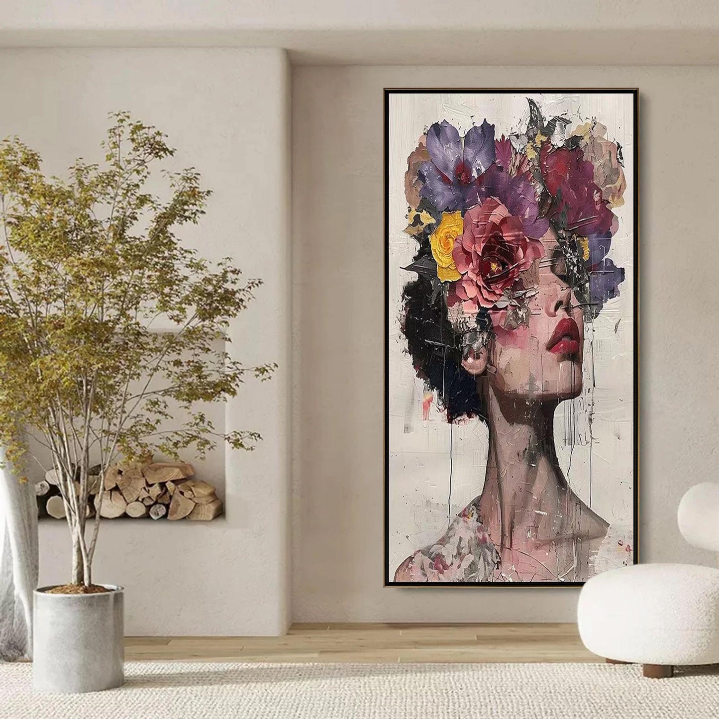 Abstract Textured Female Figure Portrait Wall Art