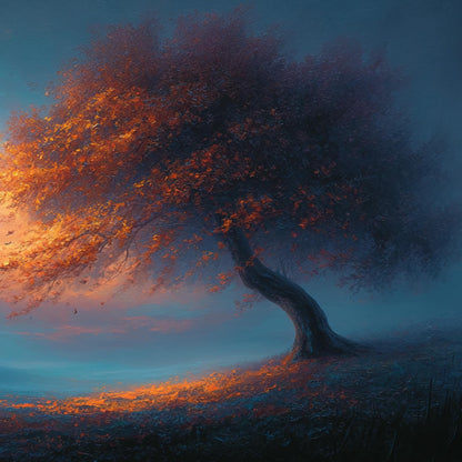 Surreal Butterfly Tree Painting, Teal and Orange Art, Large Fantasy Landscape, Magical Tree of Life Wall Art, Moody Living Ro