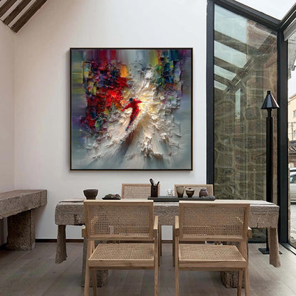Textured Skiing Painting Impasto Wall Art, Abstract Skier Oil Painting, Large Colorful Art, Dynamic Winter Sports Decor, Mode