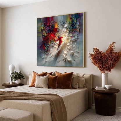 Textured Skiing Painting Impasto Wall Art, Abstract Skier Oil Painting, Large Colorful Art, Dynamic Winter Sports Decor, Mode