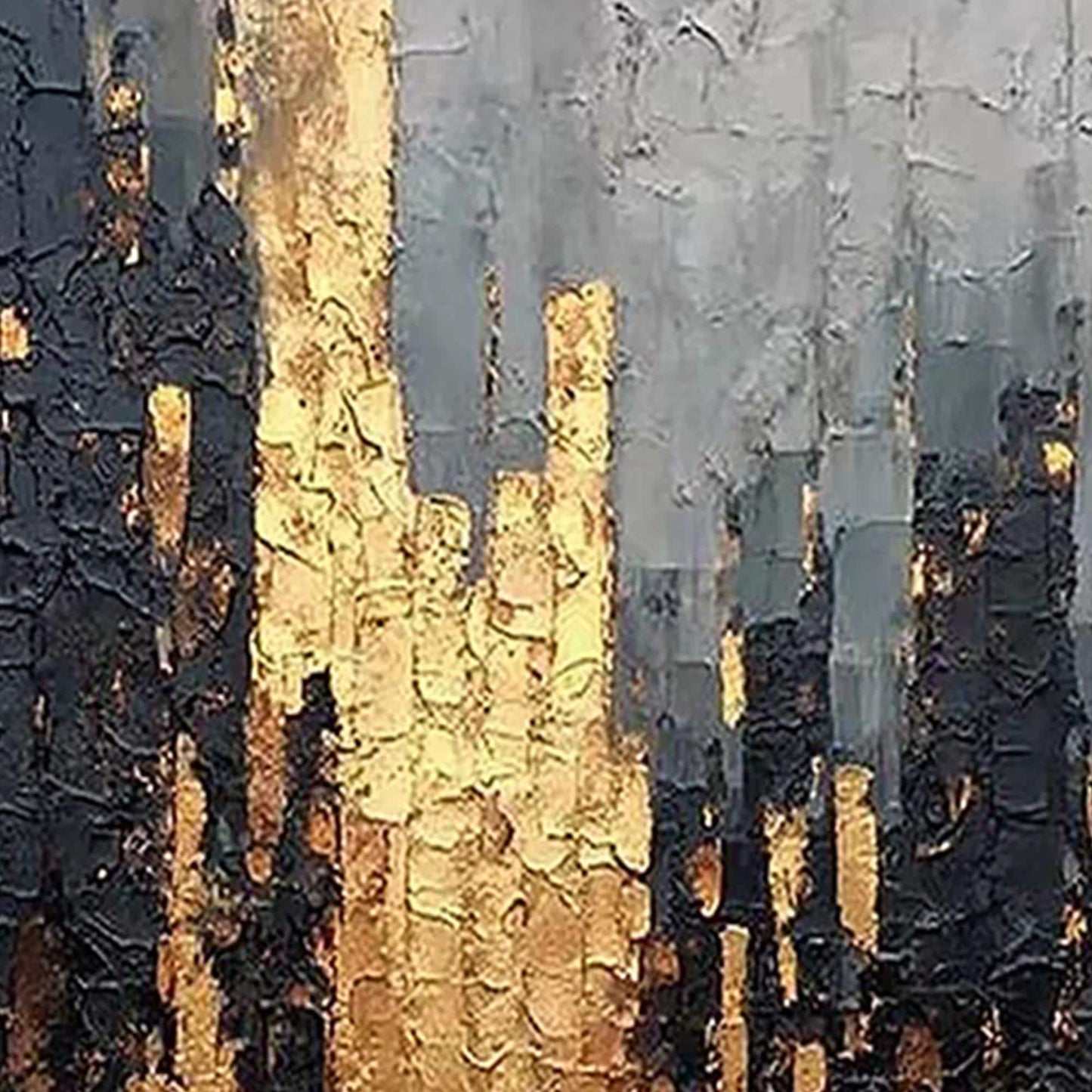 Textured Black Gold Abstract Painting, Luxury Impasto Canvas Wall Art – Gold and Grey Abstract Wall Art | Impasto Painting, v