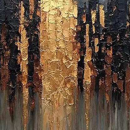 Black and Gold Abstract Wall Art – Impasto Texture Painting