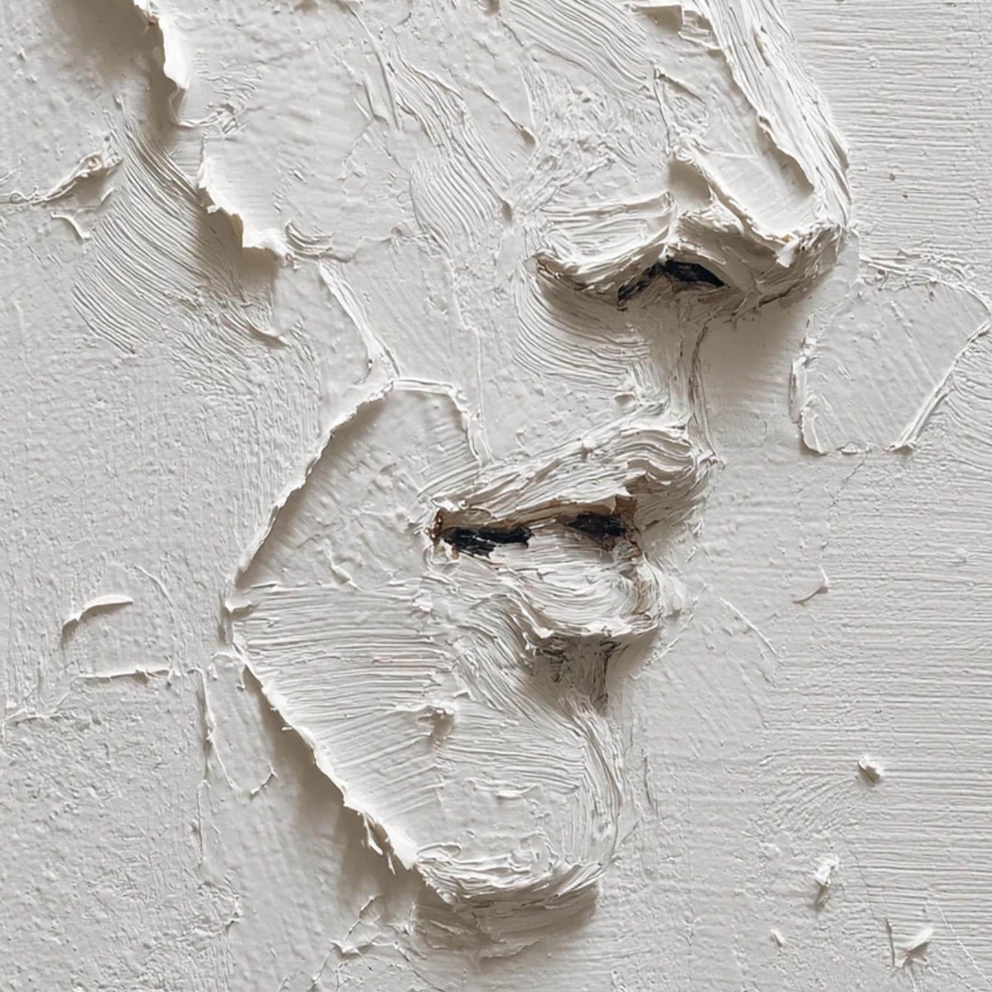 White Wabi-Sabi Impasto Figure Portrait Wall Art