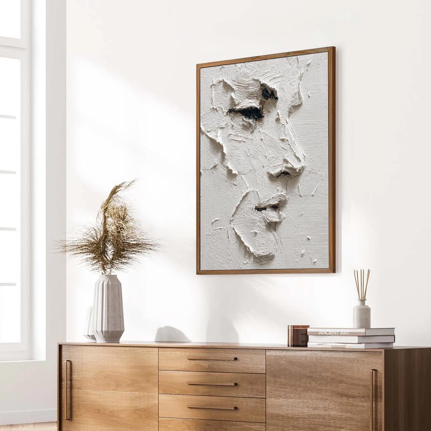 White – White Figurative Figure Portrait Wall Art | Wabi-Sabi Impasto Painting, view 4