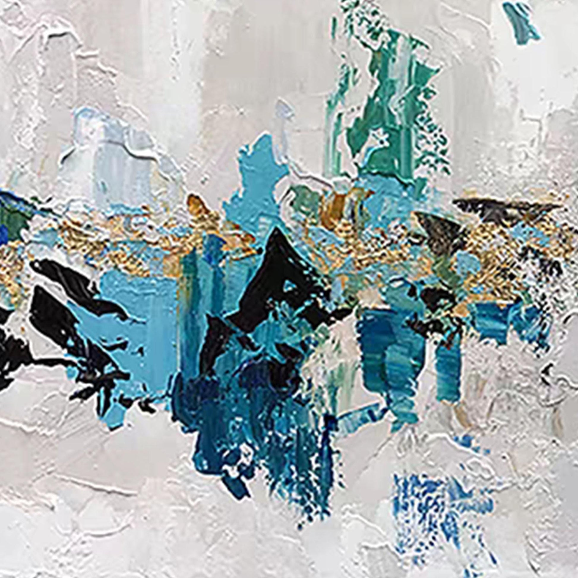 Large – Panoramic Blue and Gold Abstract Wall Art | Impasto Oil Painting, view 5