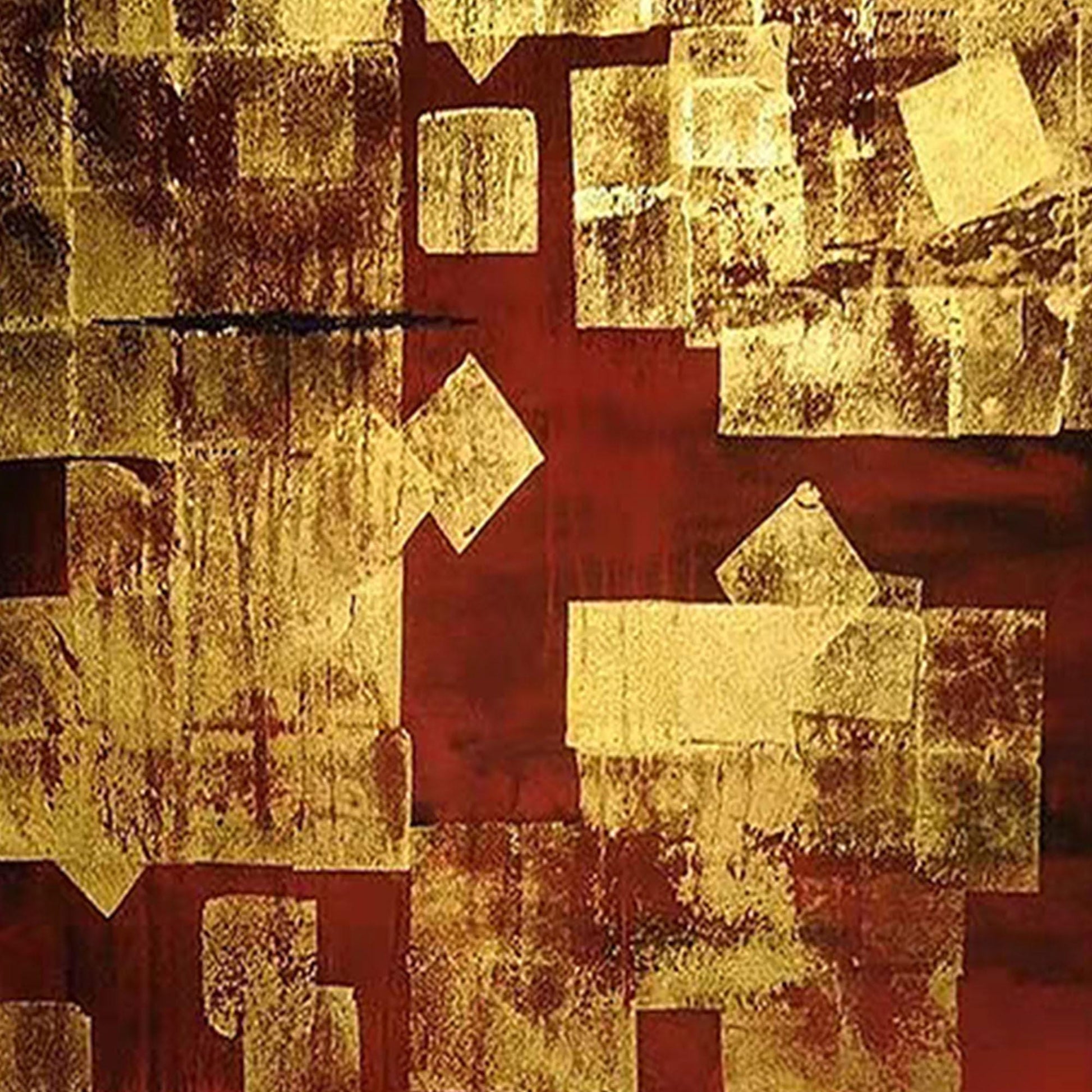 Gold Leaf – Gold and Red Botanical Leaf Wall Art | Abstract Textured Hand-Painted Painting, view 5
