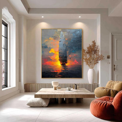 Industrial Impasto Ship Abstract Wall Art