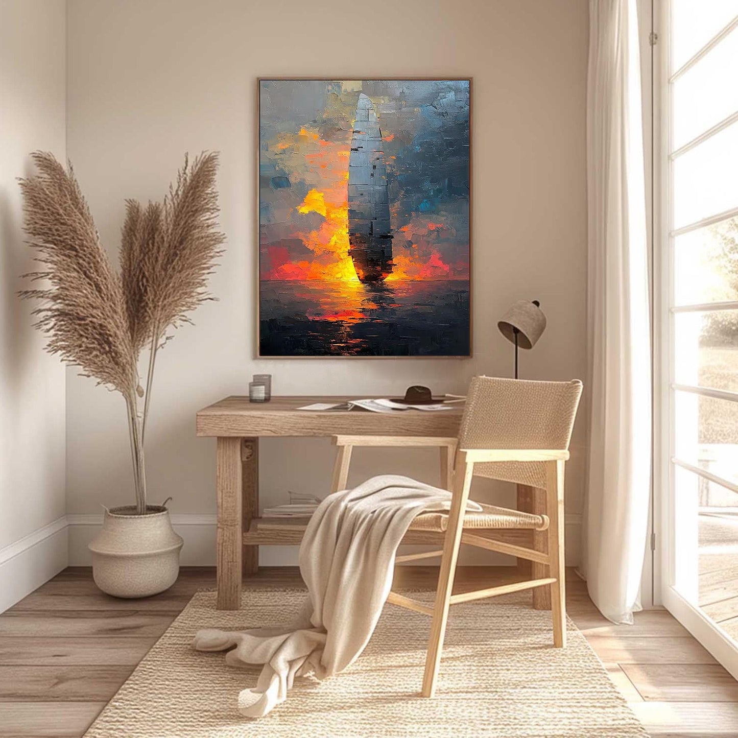 Industrial Impasto Ship Abstract Wall Art