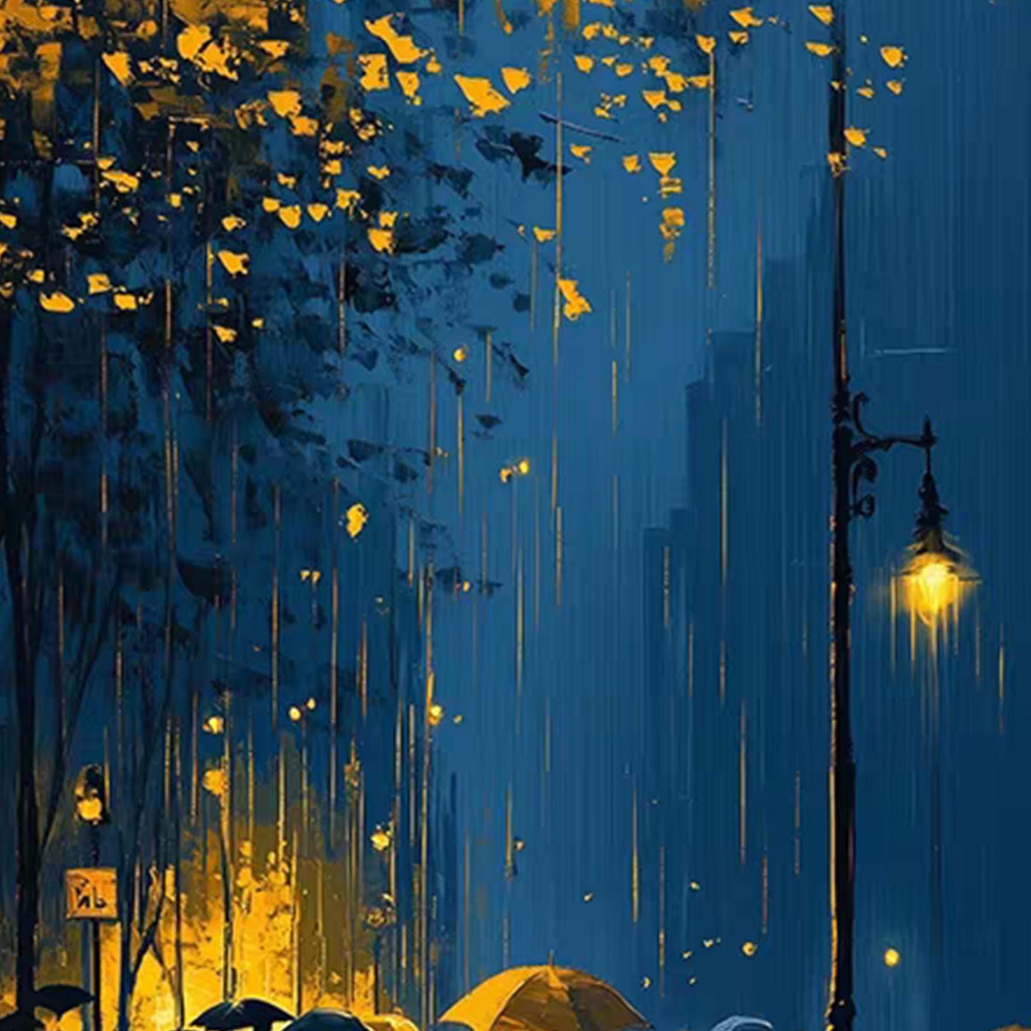 Romantic Rainy Night – Street Scene City Architecture Wall Art | Oil Painting, view 5