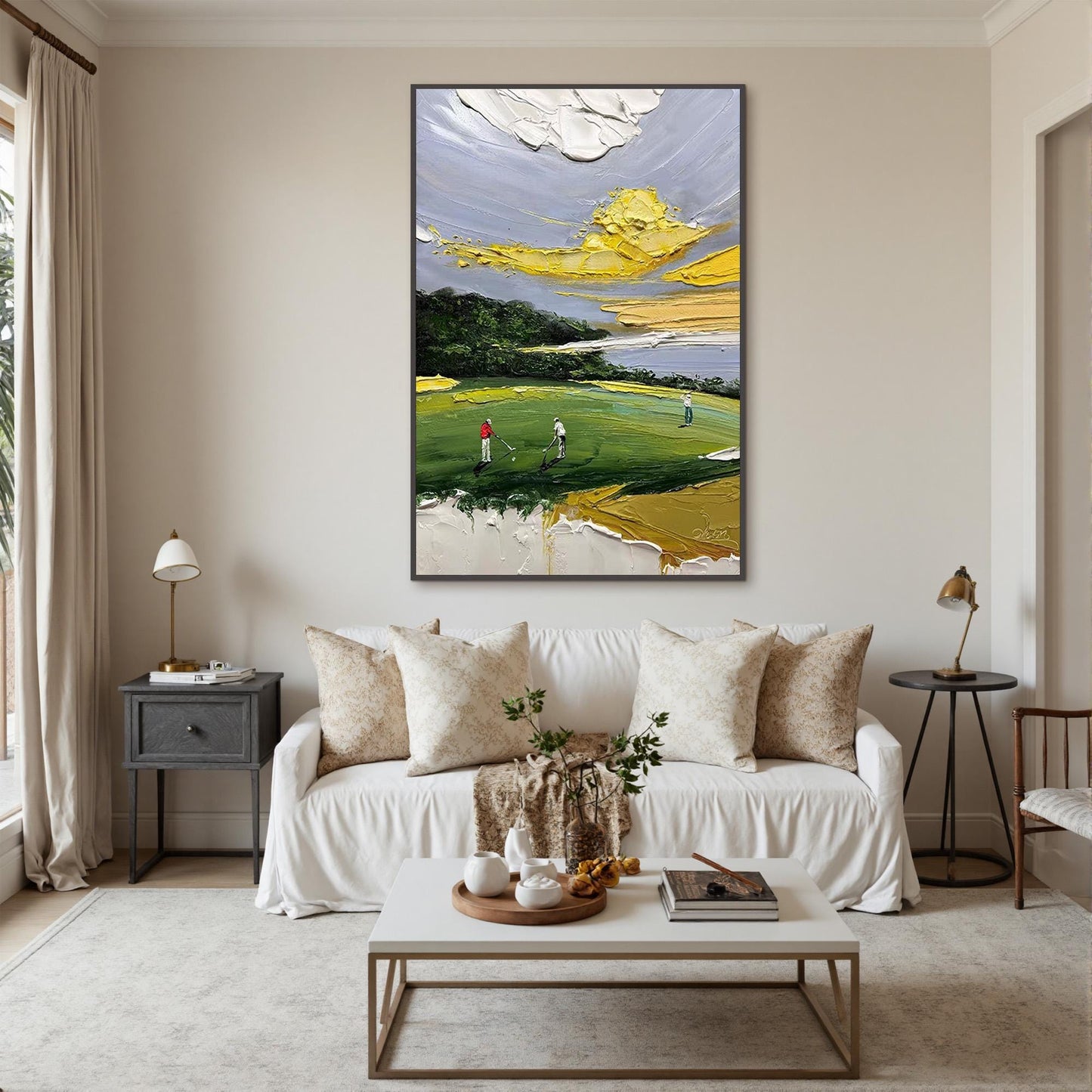 Impasto Golf Course Painting, Textured Sports Art, Man Cave Decor – Figurative Figure Portrait Wall Art | Impasto Painting, v