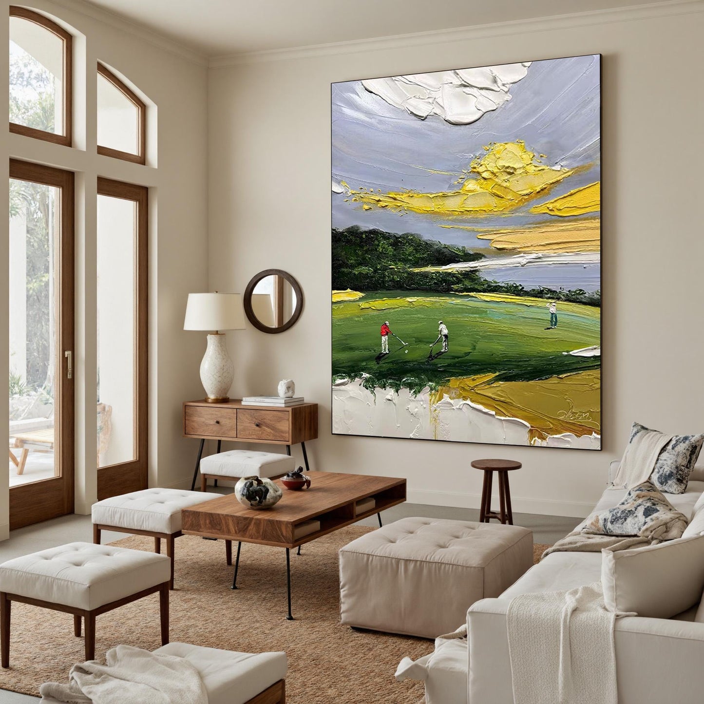 Impasto Golf Course Painting, Textured Sports Art, Man Cave Decor – Figurative Figure Portrait Wall Art | Impasto Painting, v
