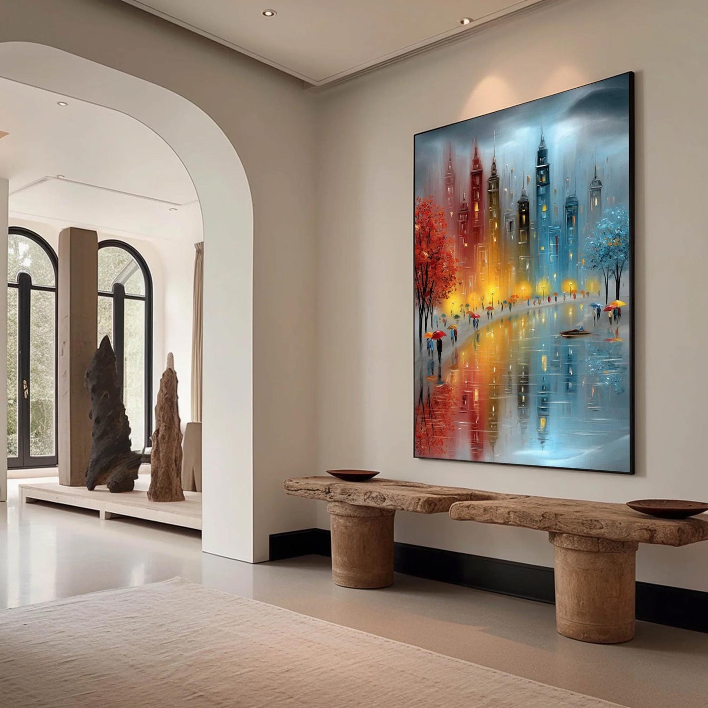 Original – Colorful Cityscape City Architecture Wall Art | Oil Painting, view 3