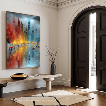 Original – Colorful Cityscape City Architecture Wall Art | Oil Painting, view 2