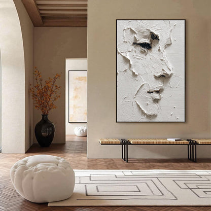 White – White Figurative Figure Portrait Wall Art | Wabi-Sabi Impasto Painting, view 3