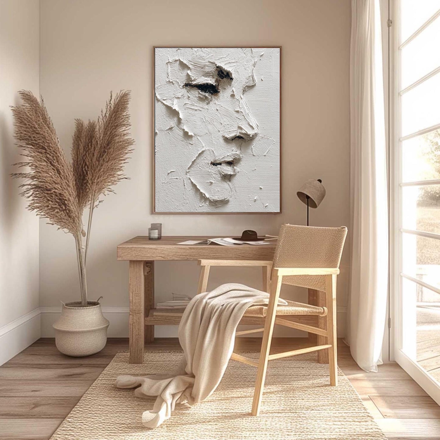 White Wabi-Sabi Impasto Figure Portrait Wall Art