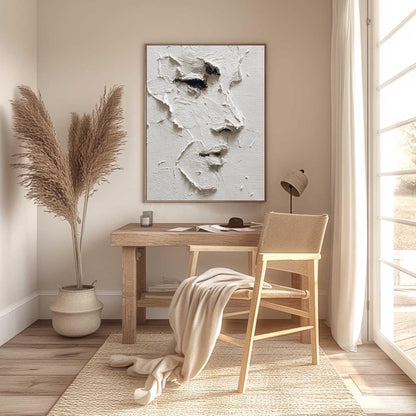 White Wabi-Sabi Impasto Figure Portrait Wall Art