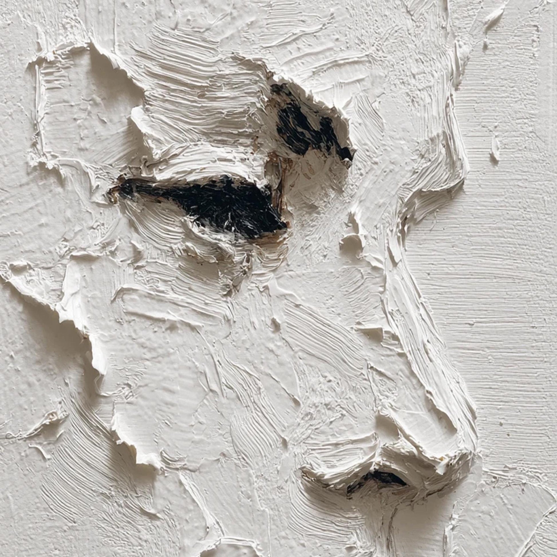 White – White Figurative Figure Portrait Wall Art | Wabi-Sabi Impasto Painting, view 5