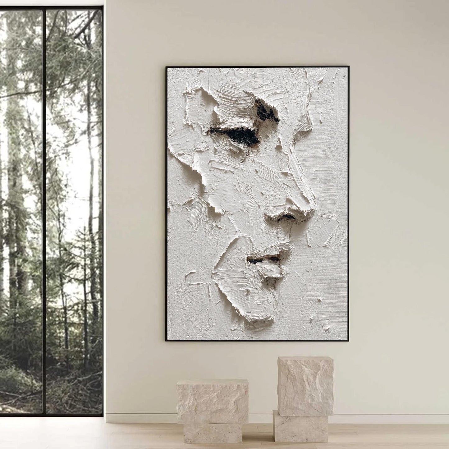 White Wabi-Sabi Impasto Figure Portrait Wall Art