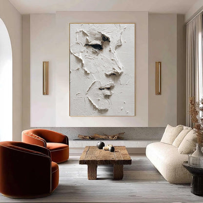 White – White Figurative Figure Portrait Wall Art | Wabi-Sabi Impasto Painting, view 1