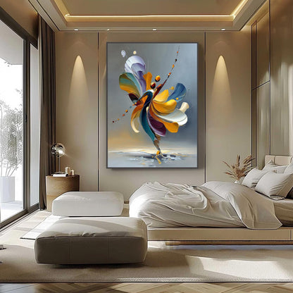 Abstract Couple Figure Portrait Wall Art – Dancer Oil Painting
