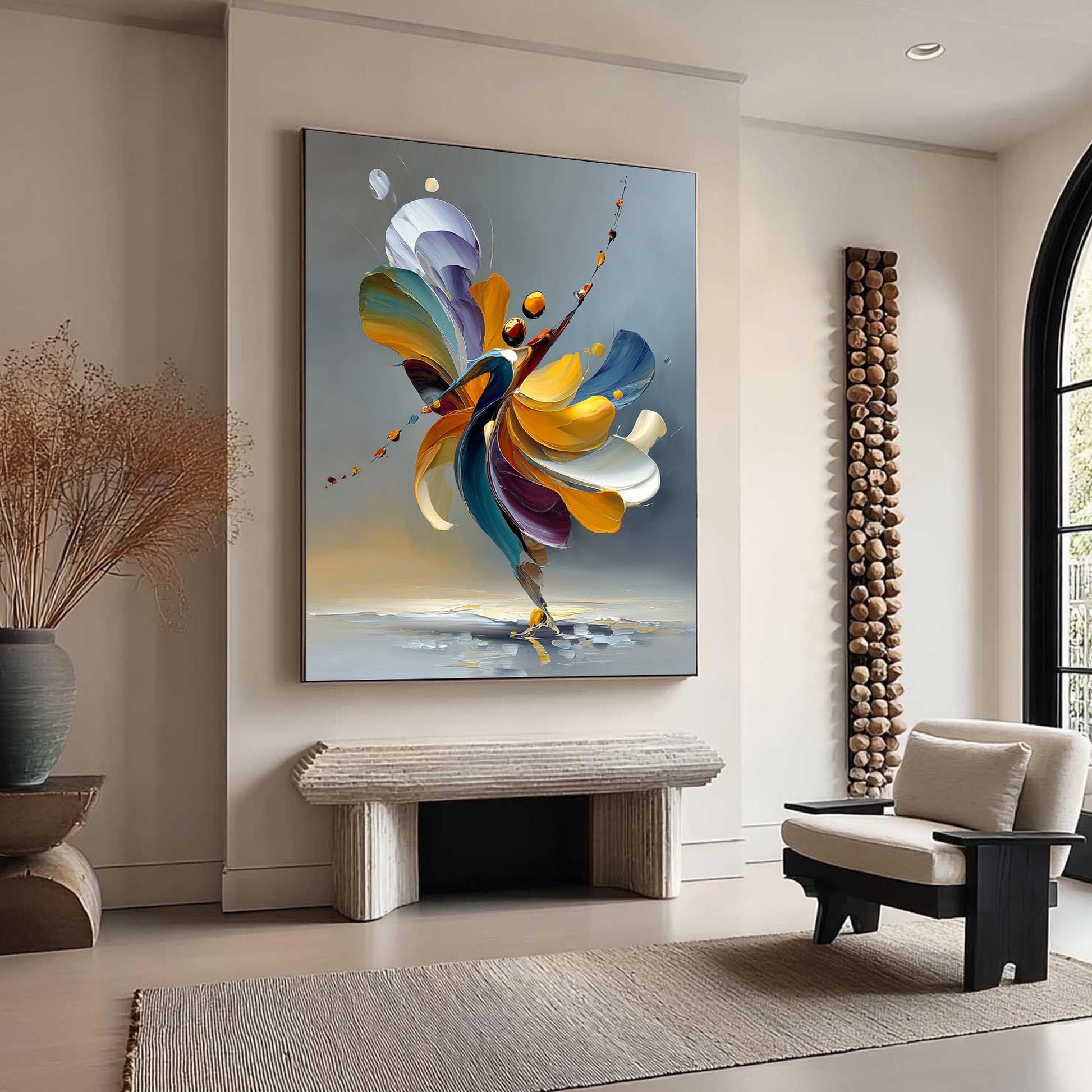Abstract Dancer Oil Painting, Vibrant Figurative Art, Modern Home Decor – Couple Figure Portrait Wall Art | Abstract Oil Pain