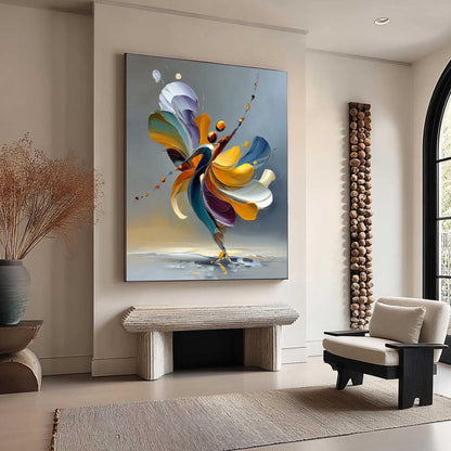Abstract Dancer Oil Painting, Vibrant Figurative Art, Modern Home Decor – Couple Figure Portrait Wall Art | Abstract Oil Pain