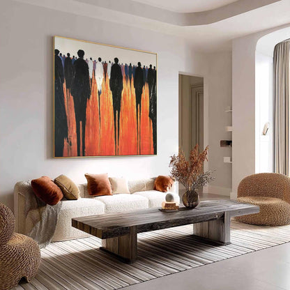 Abstract Human Oil Painting, Bold Modern Figure Artwork, Contemporary Wall Decor – Couple Figure Portrait Wall Art | Abstract