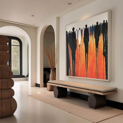 Abstract Human Oil Painting, Bold Modern Figure Artwork, Contemporary Wall Decor – Couple Figure Portrait Wall Art | Abstract