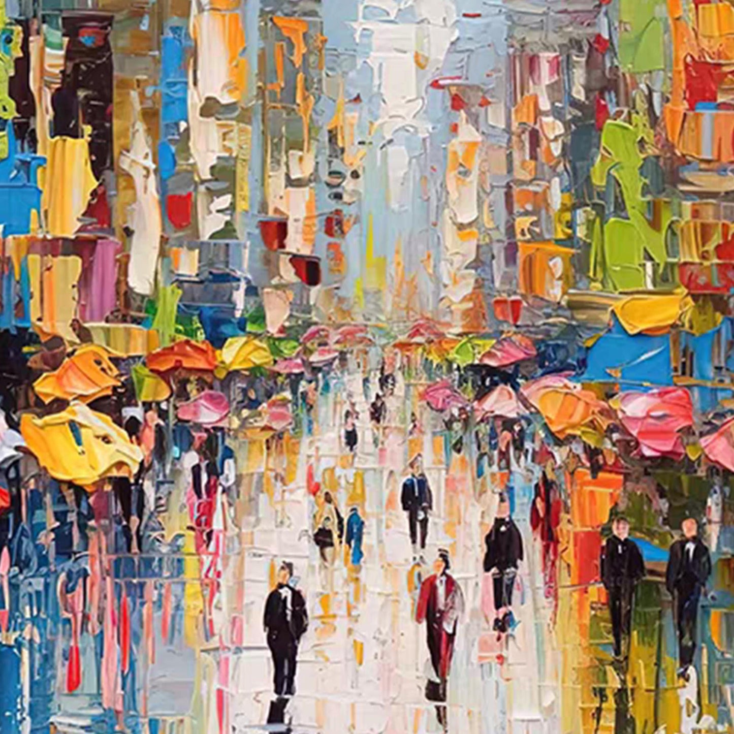 Large – Colorful Cityscape City Architecture Wall Art | Abstract Palette Knife Painting, view 5