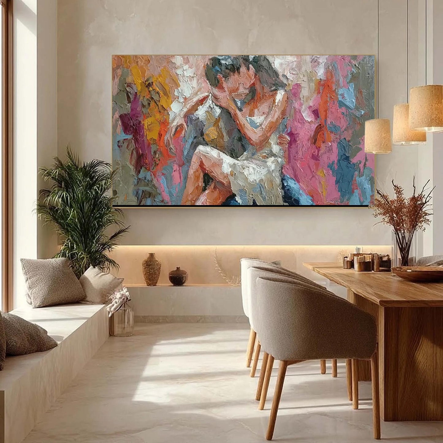 Colorful Abstract Couple Figure Portrait Wall Art – Romantic