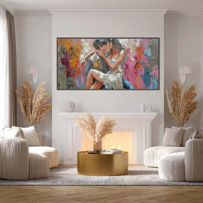 Colorful Abstract Couple Figure Portrait Wall Art – Romantic