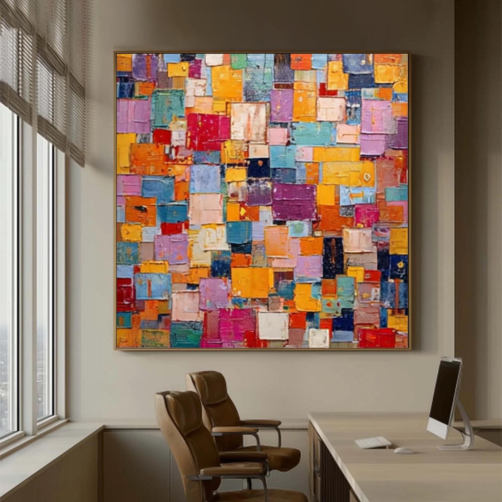 Colorful Abstract Oil Painting, Vibrant Textured Canvas Wall Art – Colorful Abstract Wall Art | Textured Oil Painting, view 1