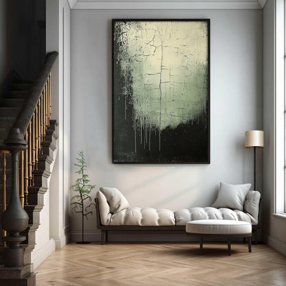 Abstract Crackle Texture Oil Painting, Dripping Paint Minimalist Wall Art – Black and White Abstract Minimalist Wall Art | Oi