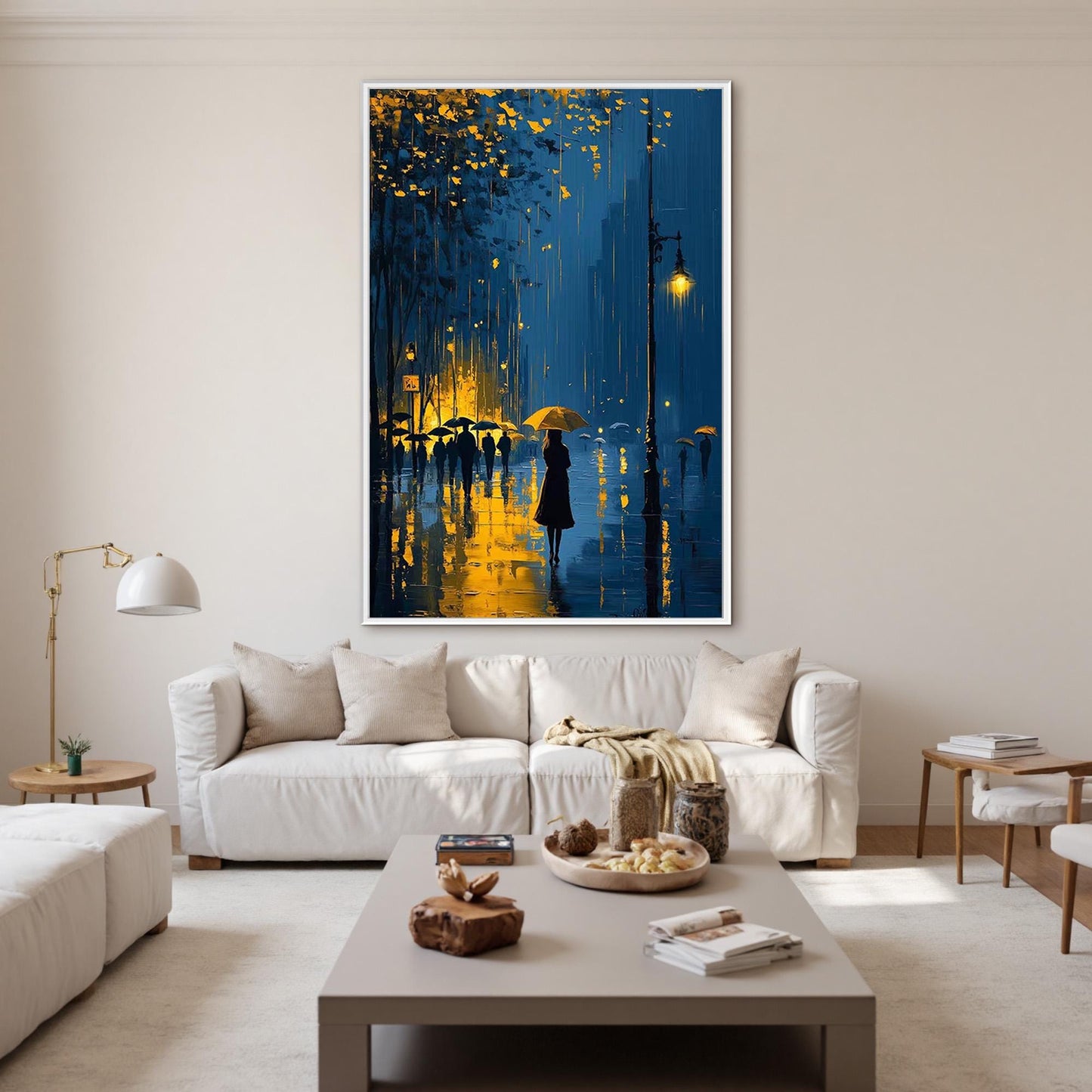 Street Scene City Architecture Wall Art – Romantic Rainy Night