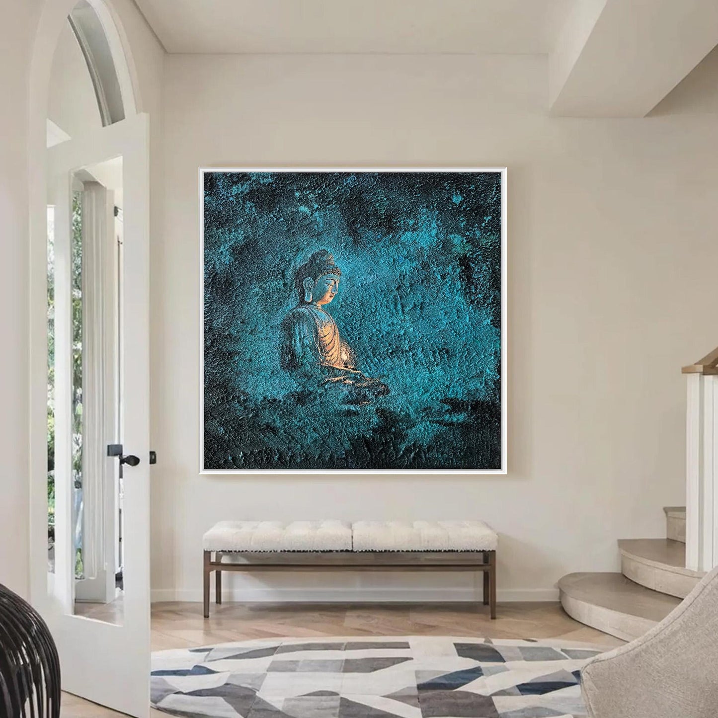 Blue Textured Abstract Wall Art