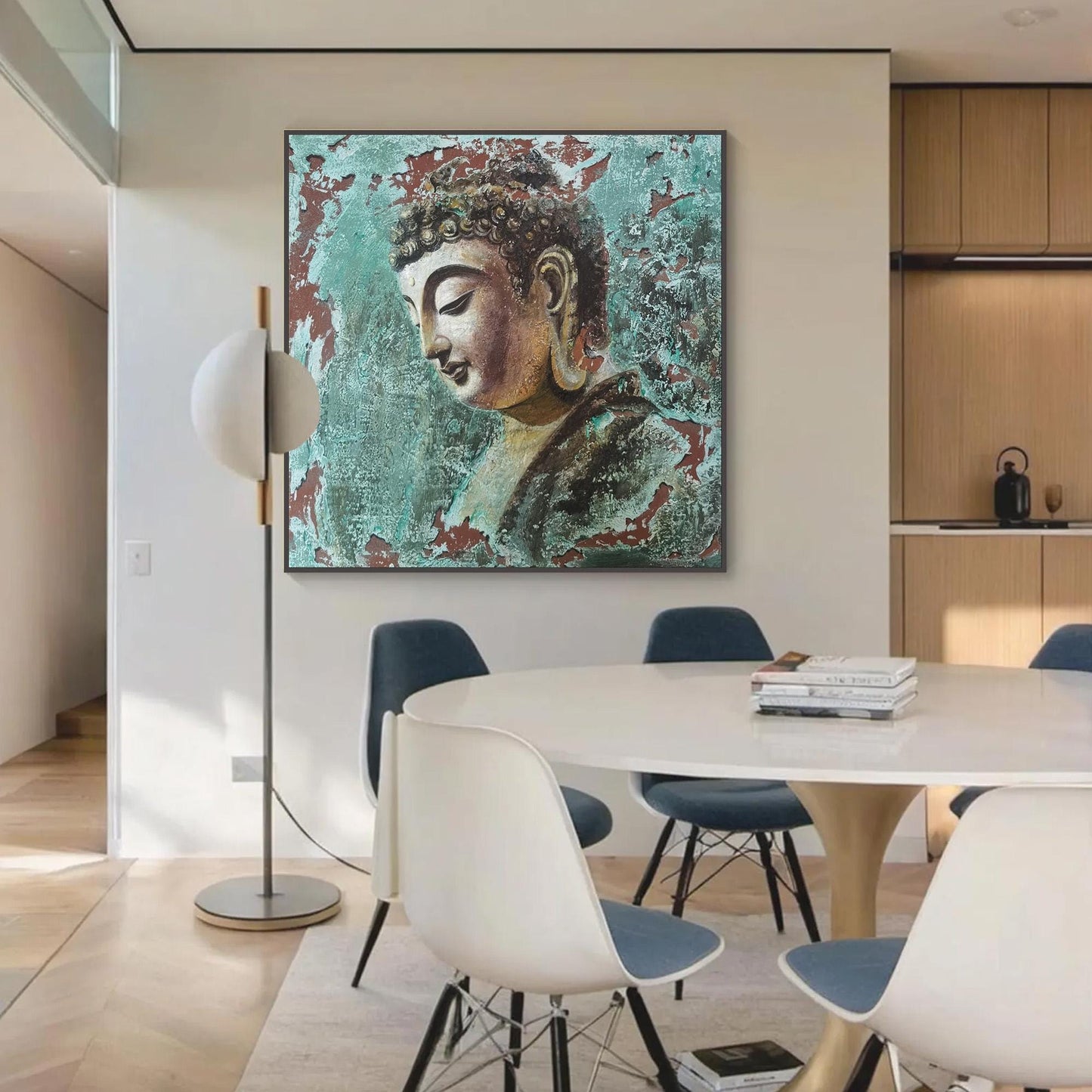 Black Textured Abstract 3D Texture Wall Art – Textured Buddha Oil Painting, Serene Meditation Wall Art, Tranquil Spiritual Artwork