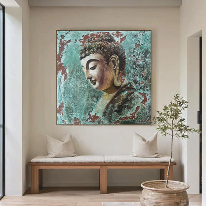Black Textured Abstract 3D Texture Wall Art – Textured Buddha Oil Painting, Serene Meditation Wall Art, Tranquil Spiritual Artwork