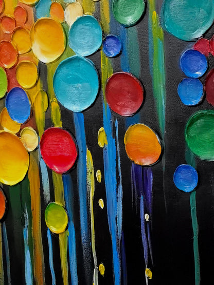 Colorful Impasto Abstract Wall Art – Hand-Painted Multicolor Circles