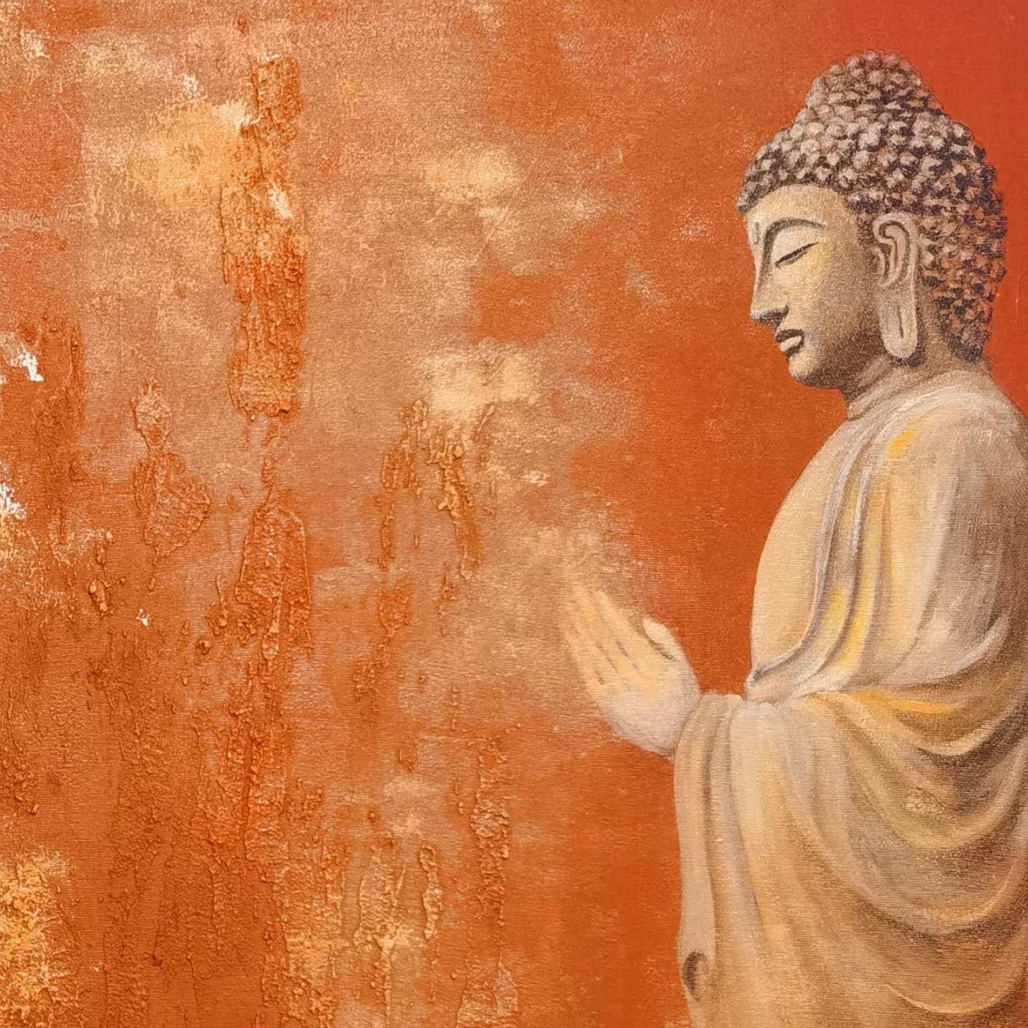 Spiritual Buddha – Orange Abstract | Oil Painting, view 5
