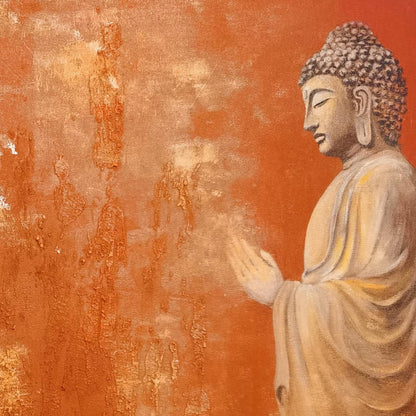 Spiritual Buddha – Orange Abstract | Oil Painting, view 5