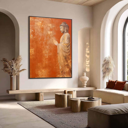 Spiritual Buddha – Orange Abstract | Oil Painting, view 2