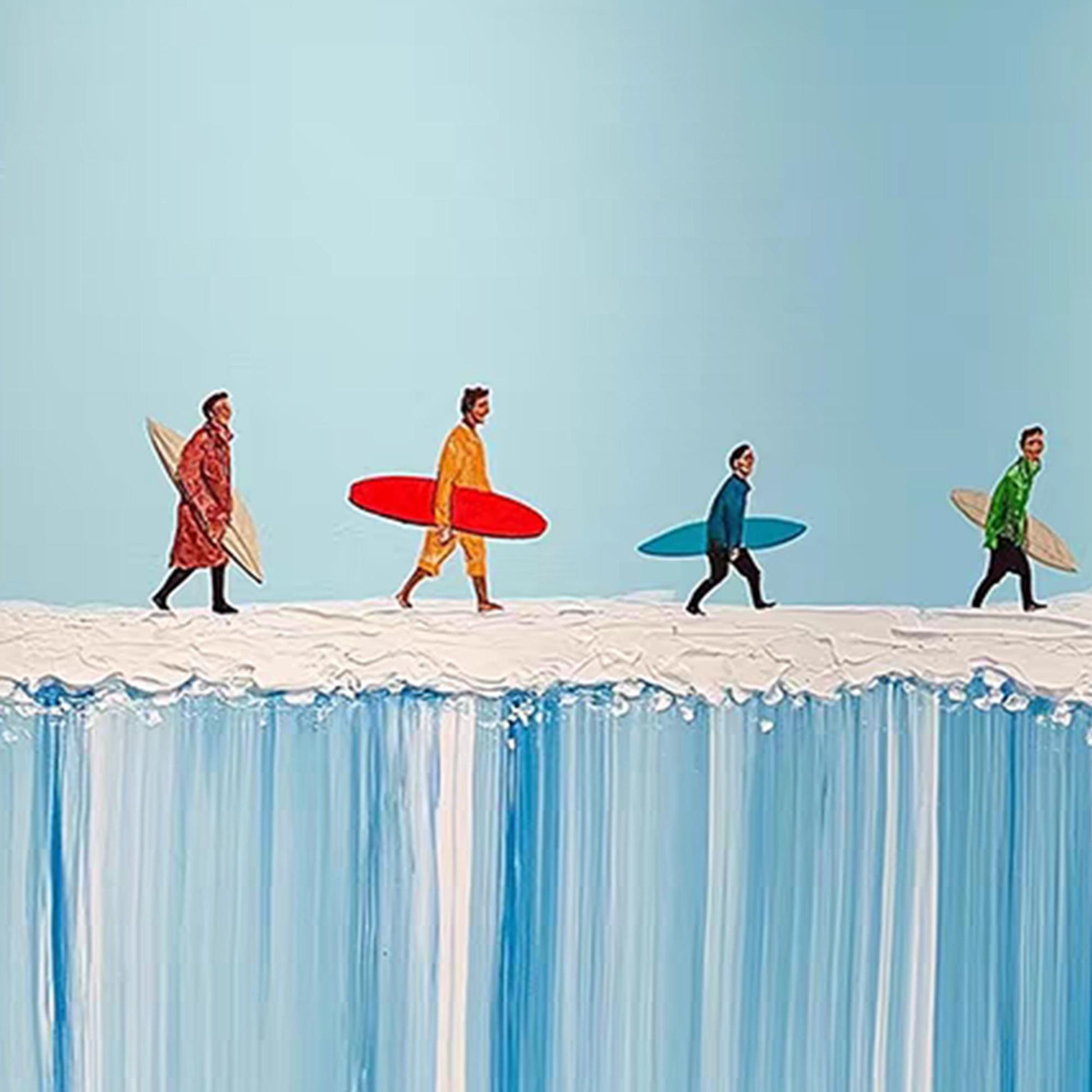 Vibrant Surfers – Colorful Beach Seascape Wall Art | Oil Painting, view 5