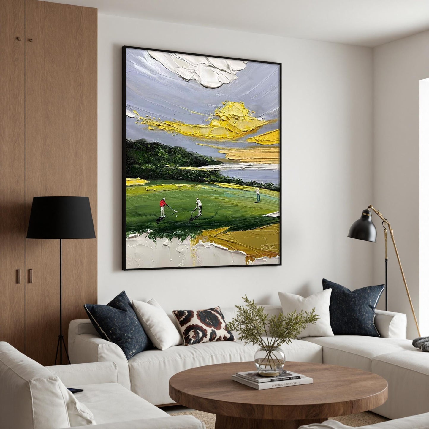 Impasto Golf Course Painting, Textured Sports Art, Man Cave Decor – Figurative Figure Portrait Wall Art | Impasto Painting, v