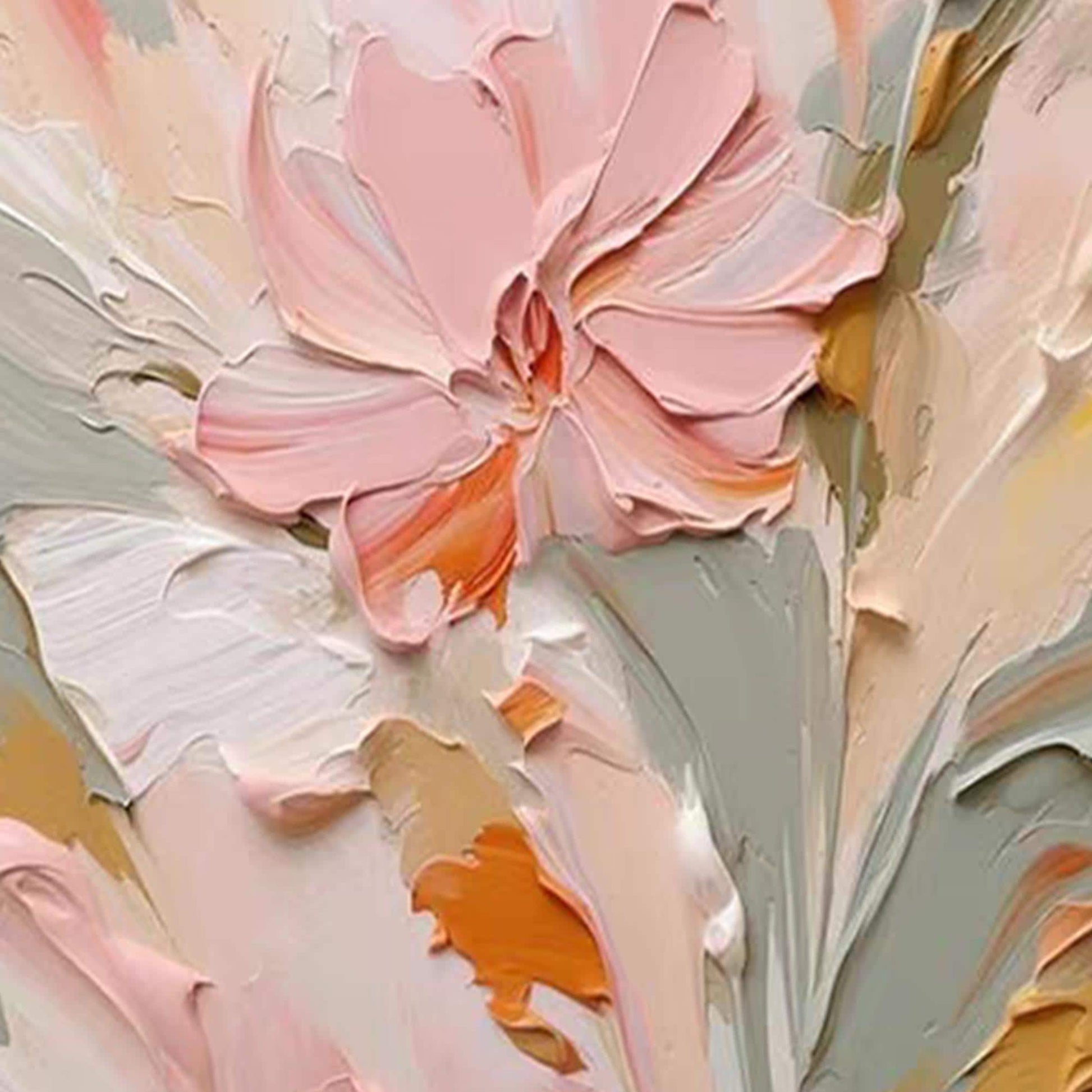 Textured Floral Oil Painting, Soft Pastel Botanical Artwork, Ready to Hang – Floral Wall Art | Textured Oil Painting, view 5