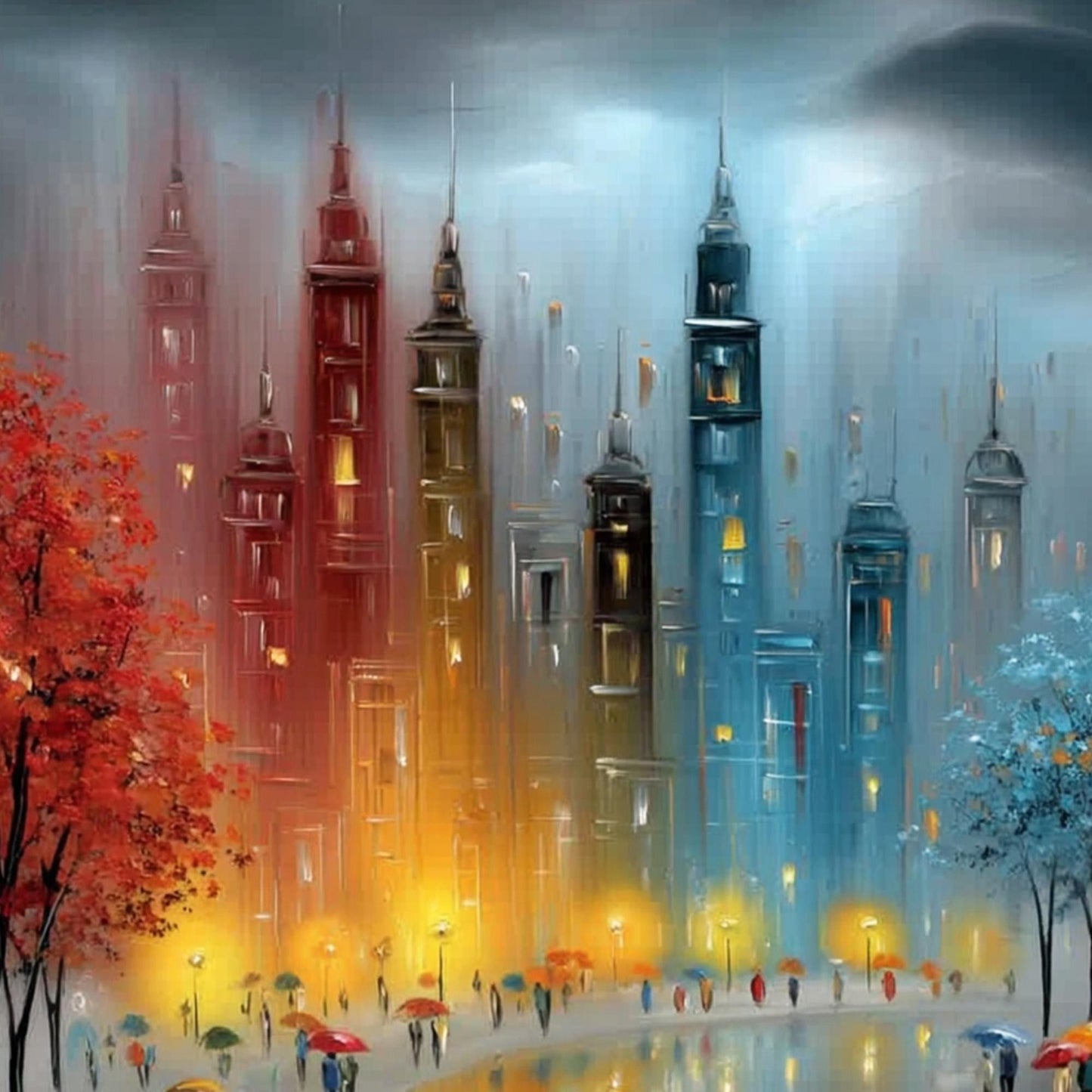 Colorful Cityscape City Architecture Wall Art