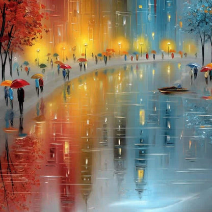 Original – Colorful Cityscape City Architecture Wall Art | Oil Painting, view 5