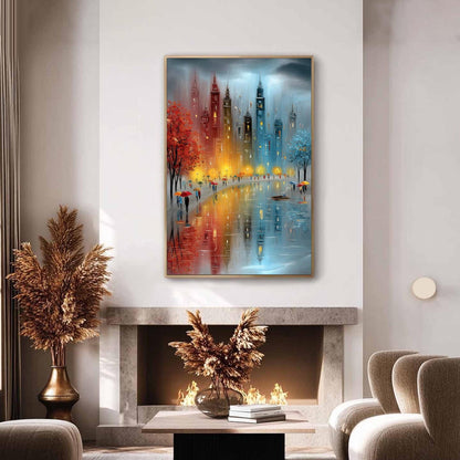 Original – Colorful Cityscape City Architecture Wall Art | Oil Painting, view 4