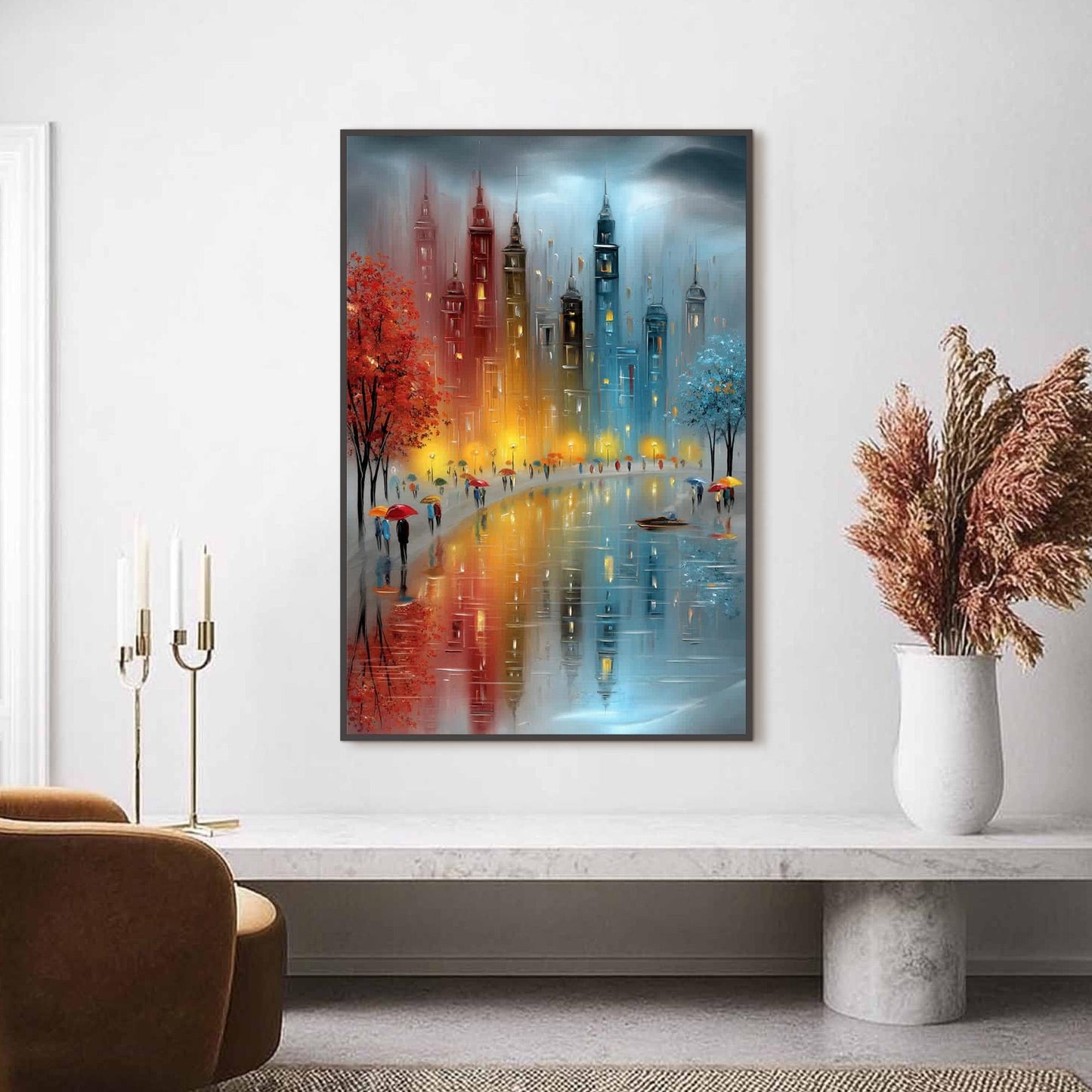 Original – Colorful Cityscape City Architecture Wall Art | Oil Painting, view 1