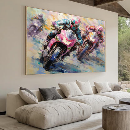 Dynamic Motorcycle – Colorful Abstract | Oil Painting, view 2
