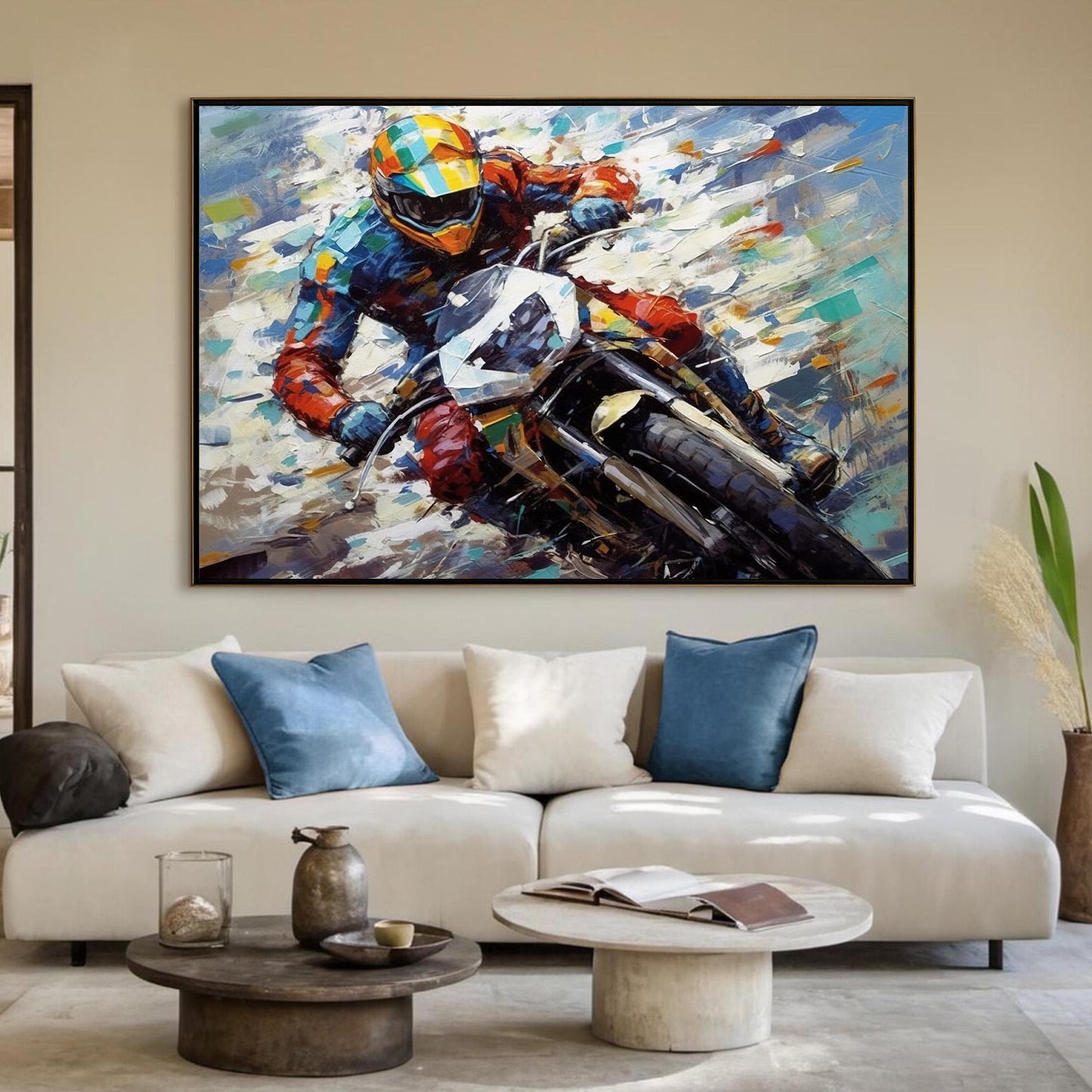 Vibrant Motorcycle – Abstract | Oil Painting, view 1